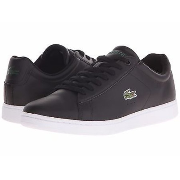 LACOSTE MEN'S LEATHER SNEAKERS BLACK SIZE 7 1/2 - Picture 1 of 8